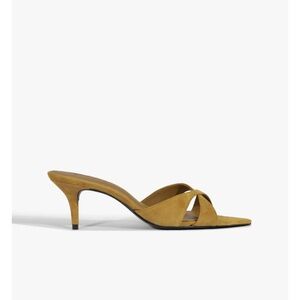 NEW IN BOX SCHUTZ Hilda Leaf Suede Mules - Yellow / “Pistachio”